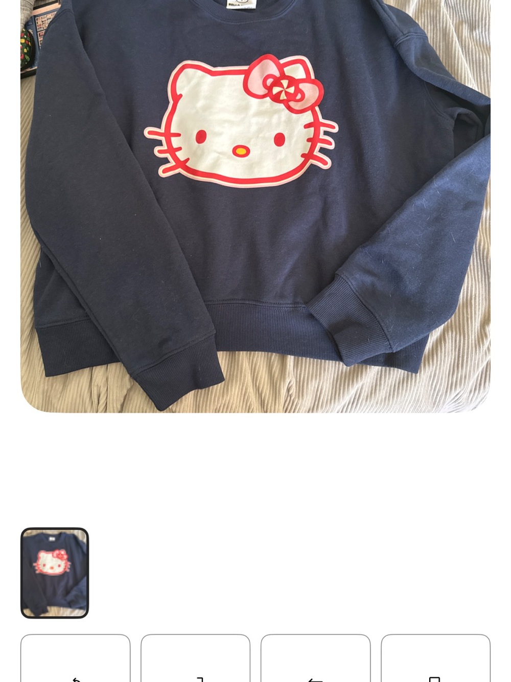 Sanrio Navy Blue Hello Kitty Sweatshirt with Pink Bow